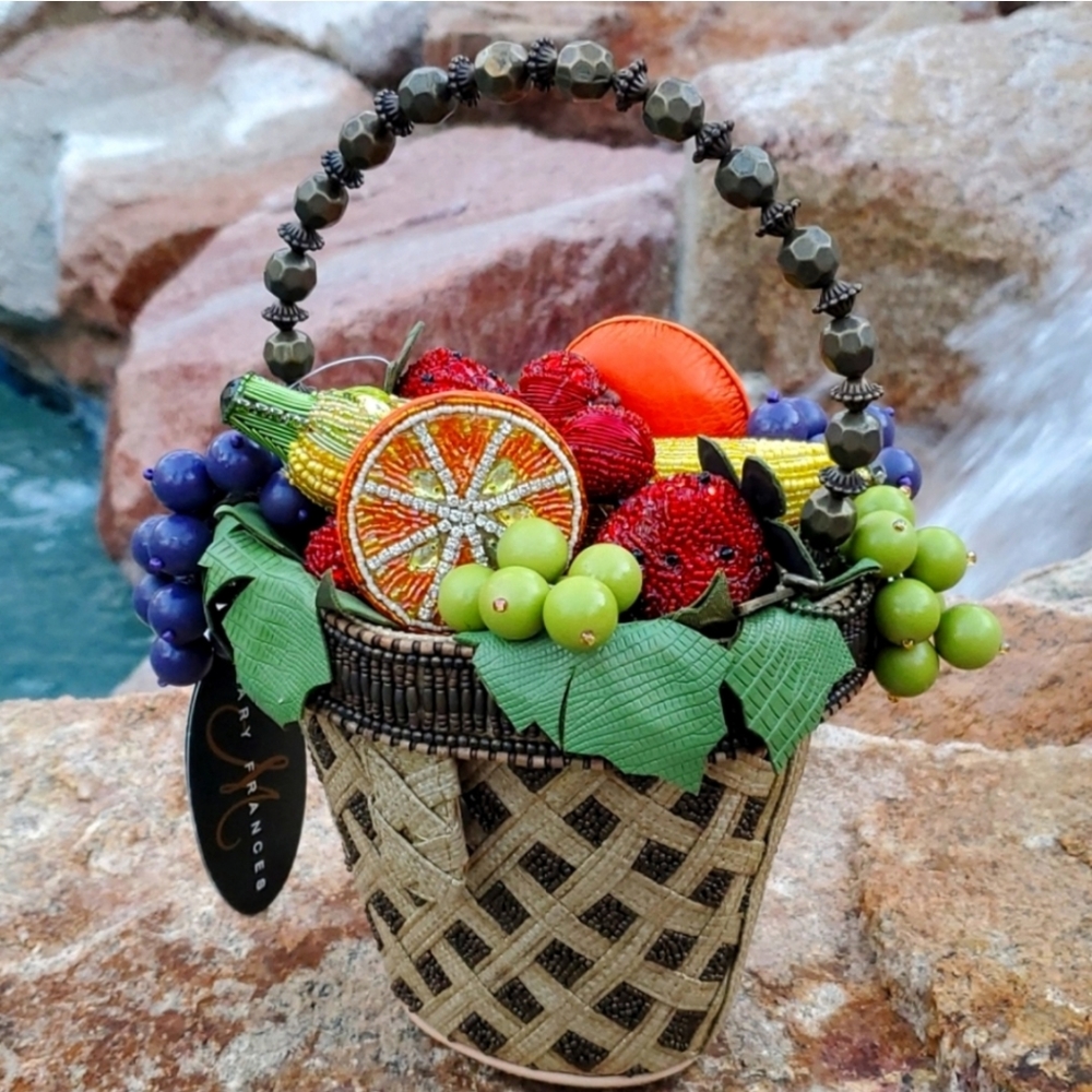 Mary Frances  fruit basket beaded handbag NWT